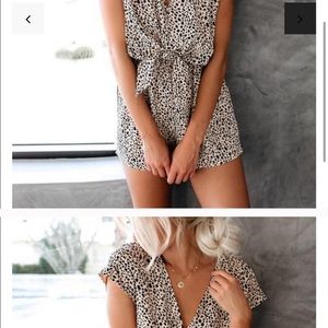 Vici Leopard Cheetah Romper with Tie Fall Black